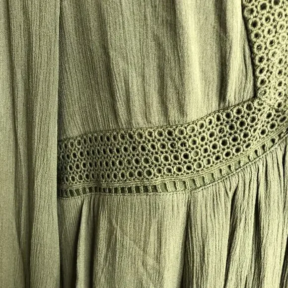 Torrid army olive green slit sleeve tassel boho peasant dress size 0 or Large - Picture 10 of 16